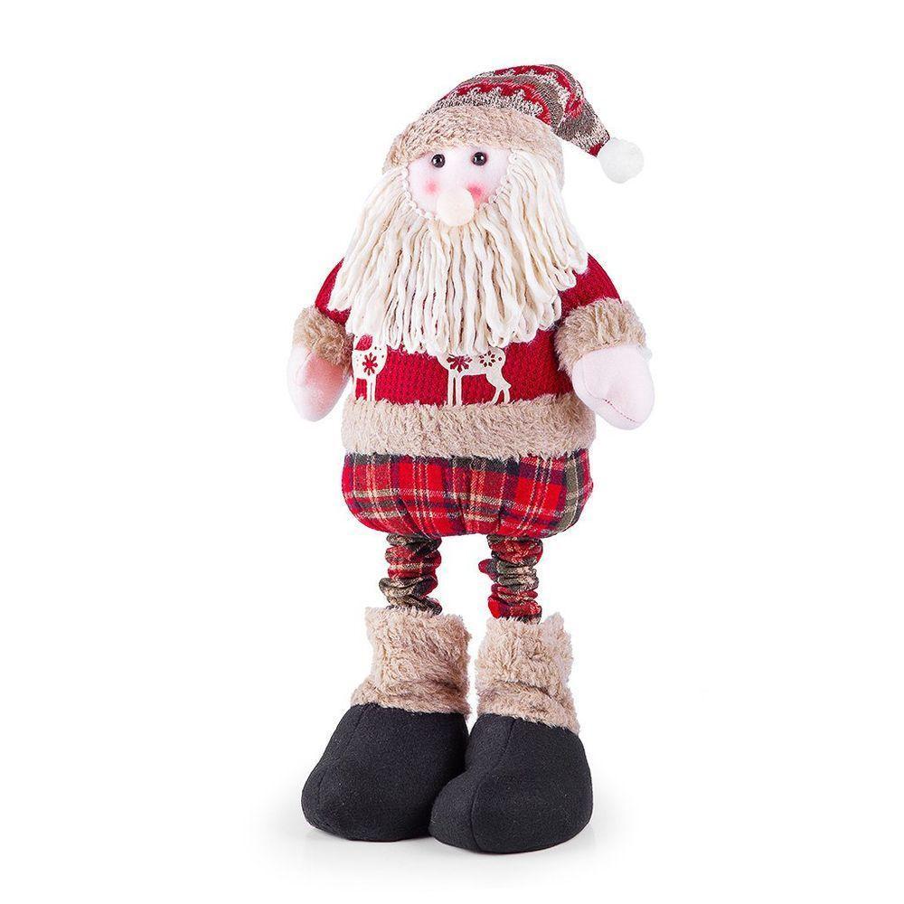 Boneco De Natal Decorativo Em Poliéster Xadrez Com Ajuste De Altura 78cm Papai Noel - 1