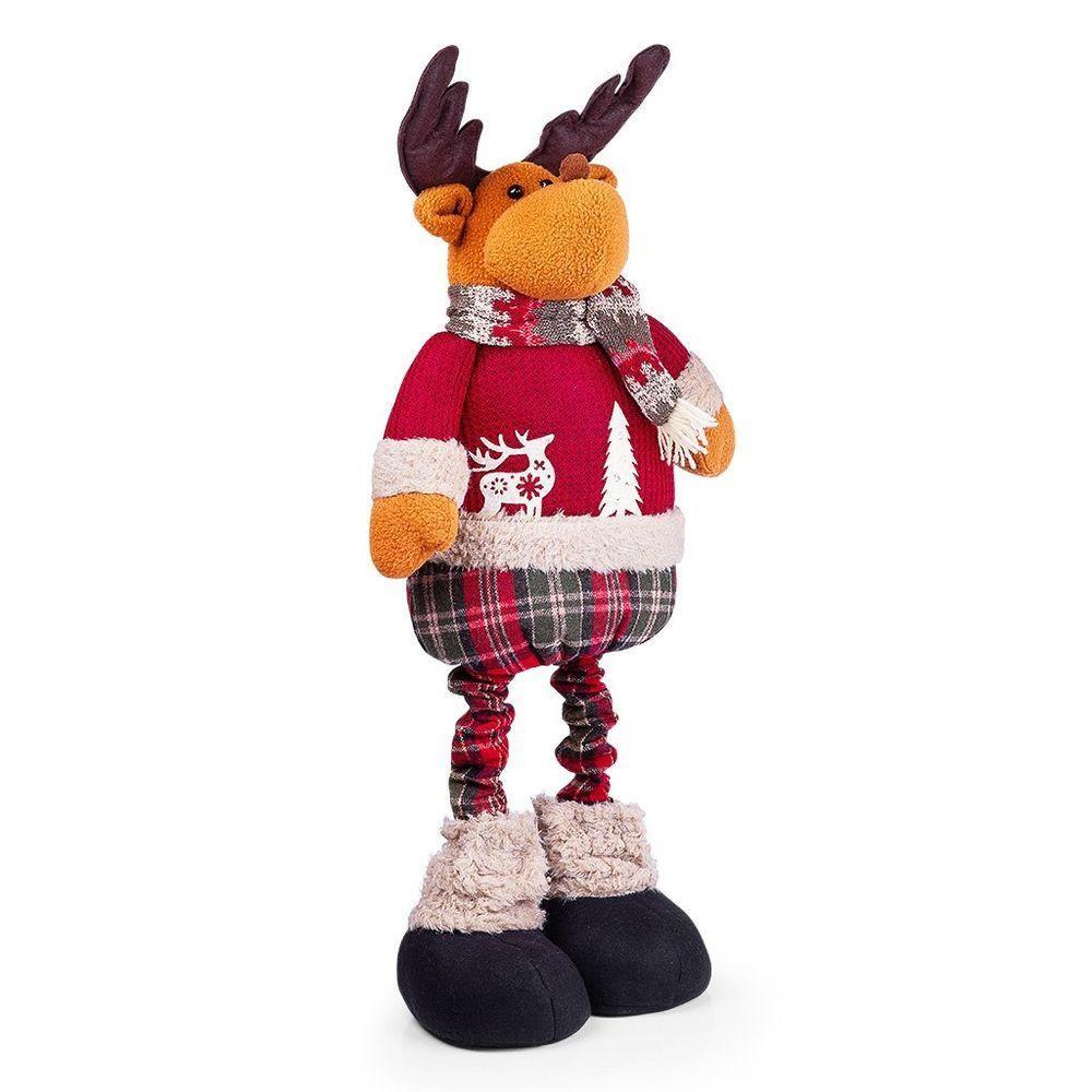 Boneco De Natal Decorativo Em Poliéster Xadrez Com Ajuste De Altura 78cm Rena - 1