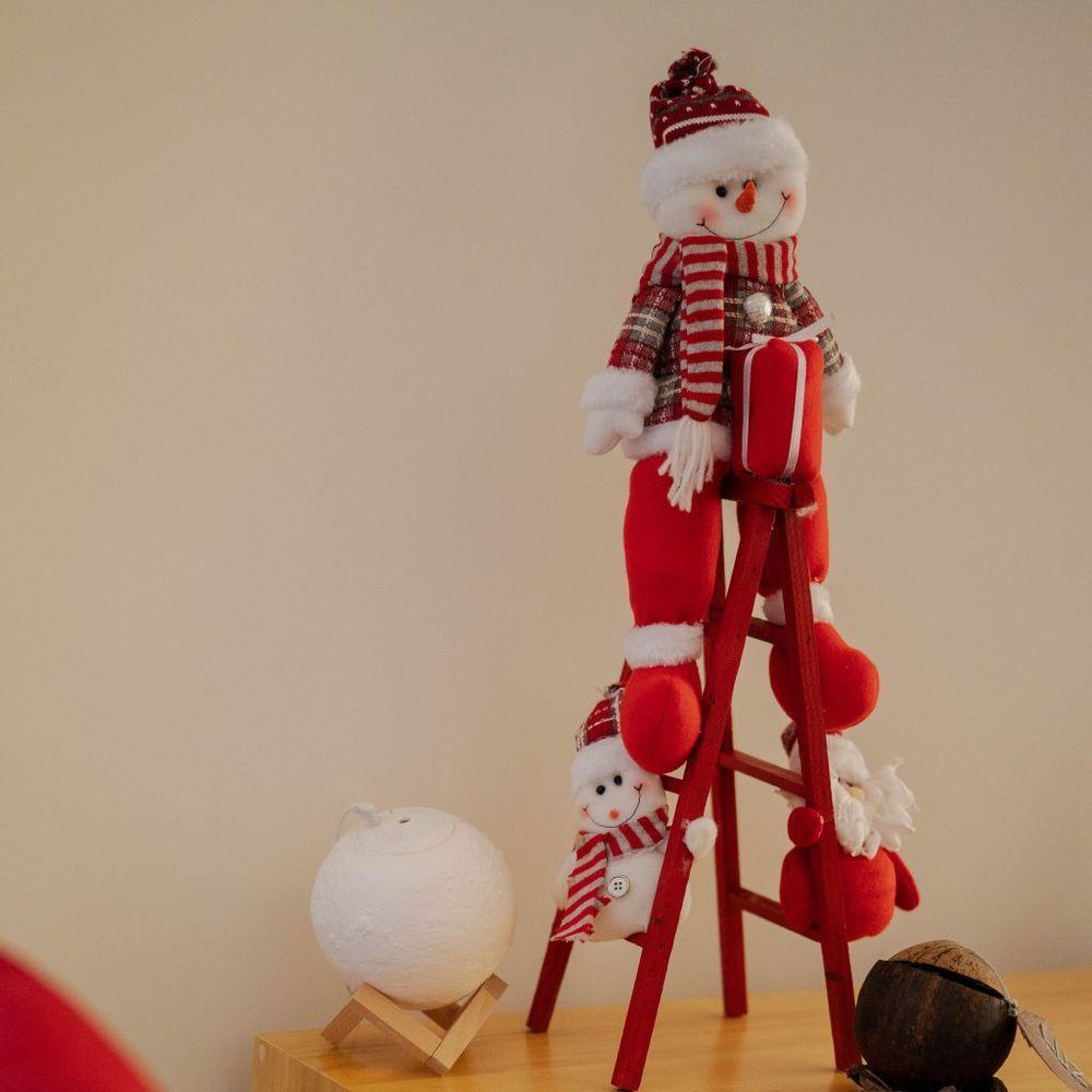 Escada De Natal Decorativa Em Poliéster Com Boneco 65cm Boneco De Neve - 3