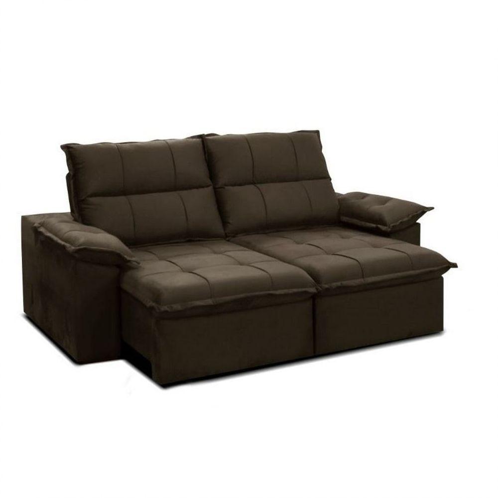 Sofá Solar Cesky 3 Lugares Retrátil E Reclinável 2,00M Gralha Azul Marrom - 1