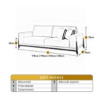 Sofá Fixo Magnus 3 Lugares Luxo 210cm Castellar Móbile Bege Claro - 4
