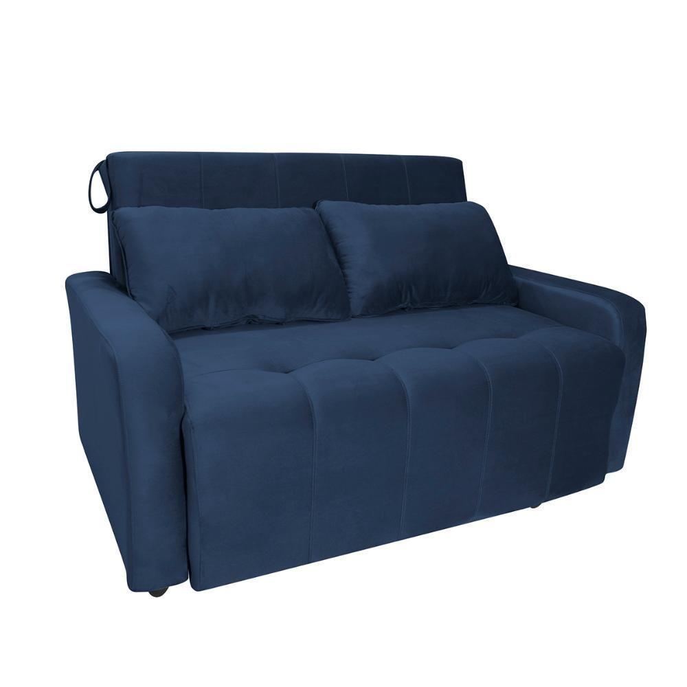 Sofá Cama Para Sala De Estar Amora New Suede - Azul Azul - 1