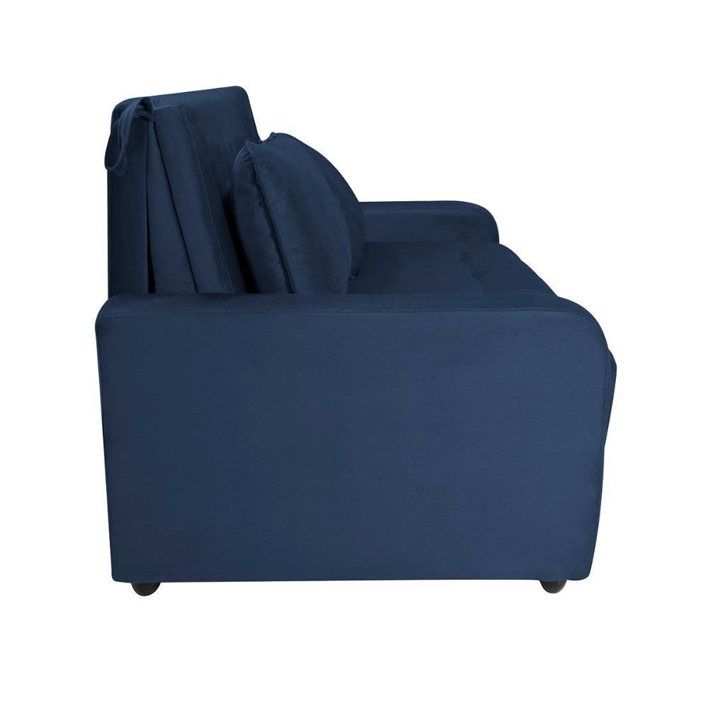 Sofá Cama Para Sala De Estar Amora New Suede - Azul Azul - 6