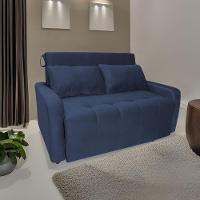 Sofá Cama Para Sala De Estar Amora New Veludo Matrix - Azul Azul - 1