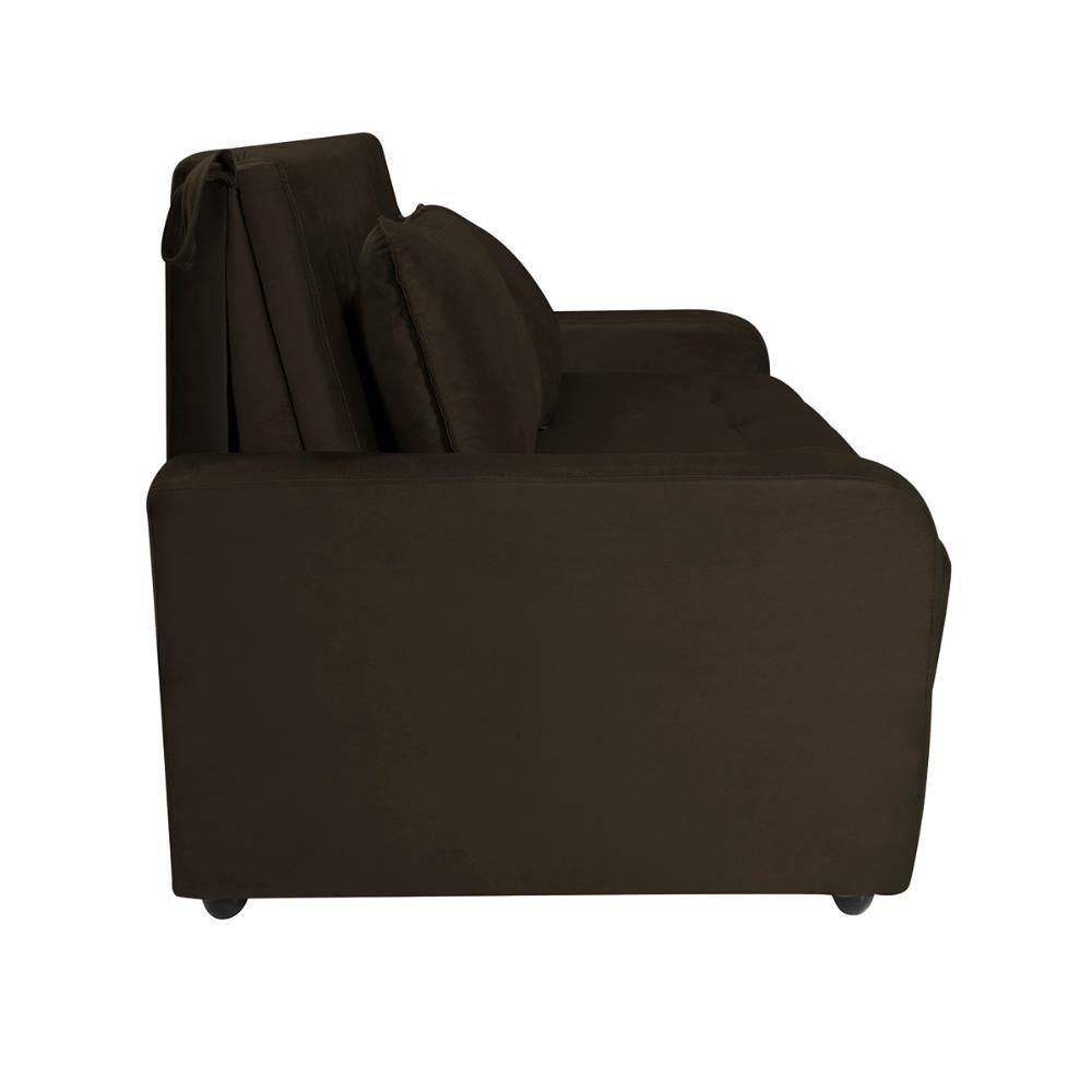 Sofá Cama Para Sala De Estar Amora New Suede - Marrom Marrom - 4