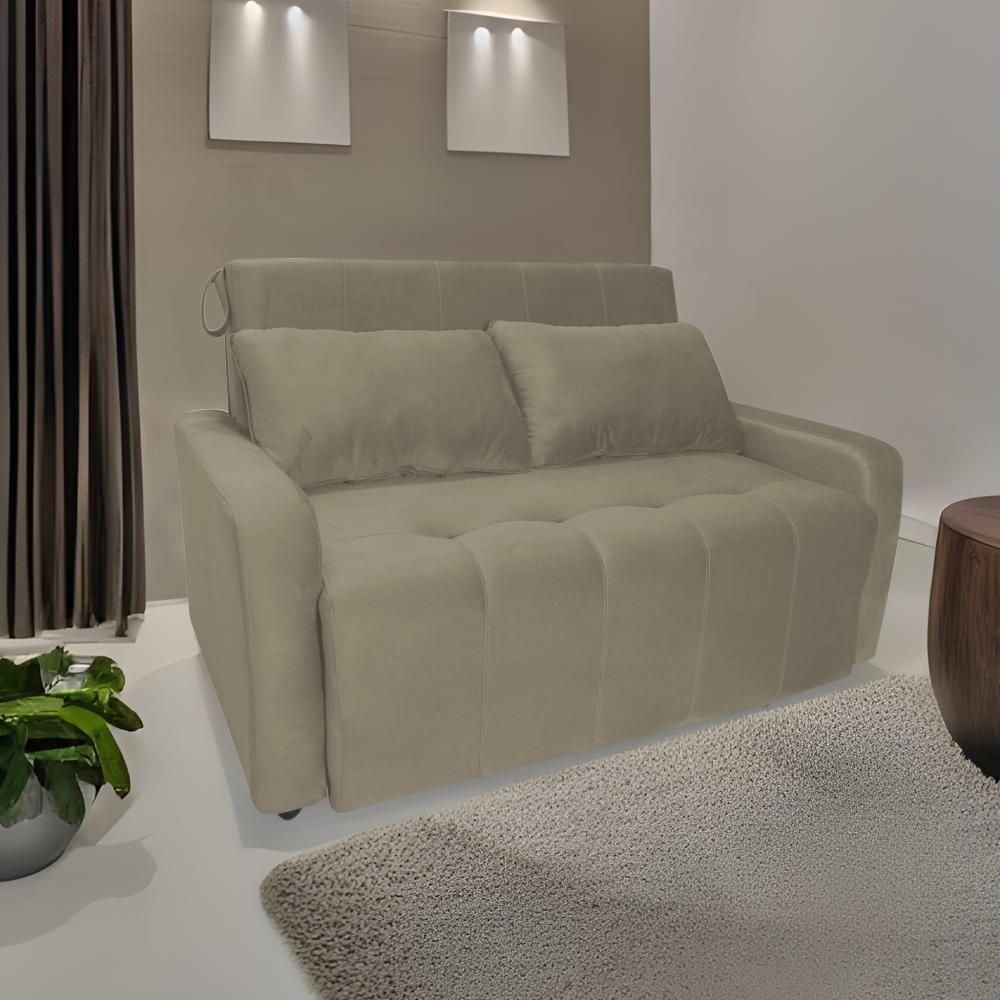 Sofá Cama Para Sala De Estar Amora New Suede - Bege Bege - 4