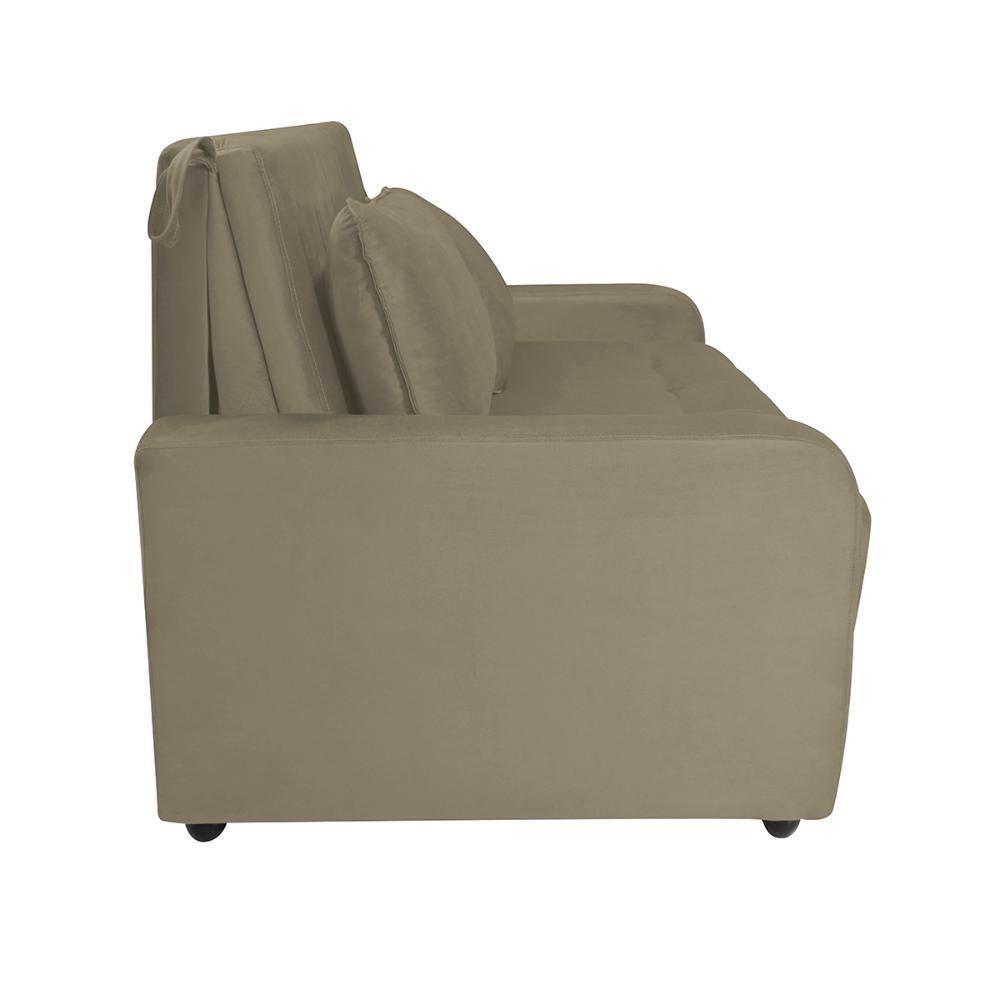 Sofá Cama Para Sala De Estar Amora New Suede - Bege Bege - 5