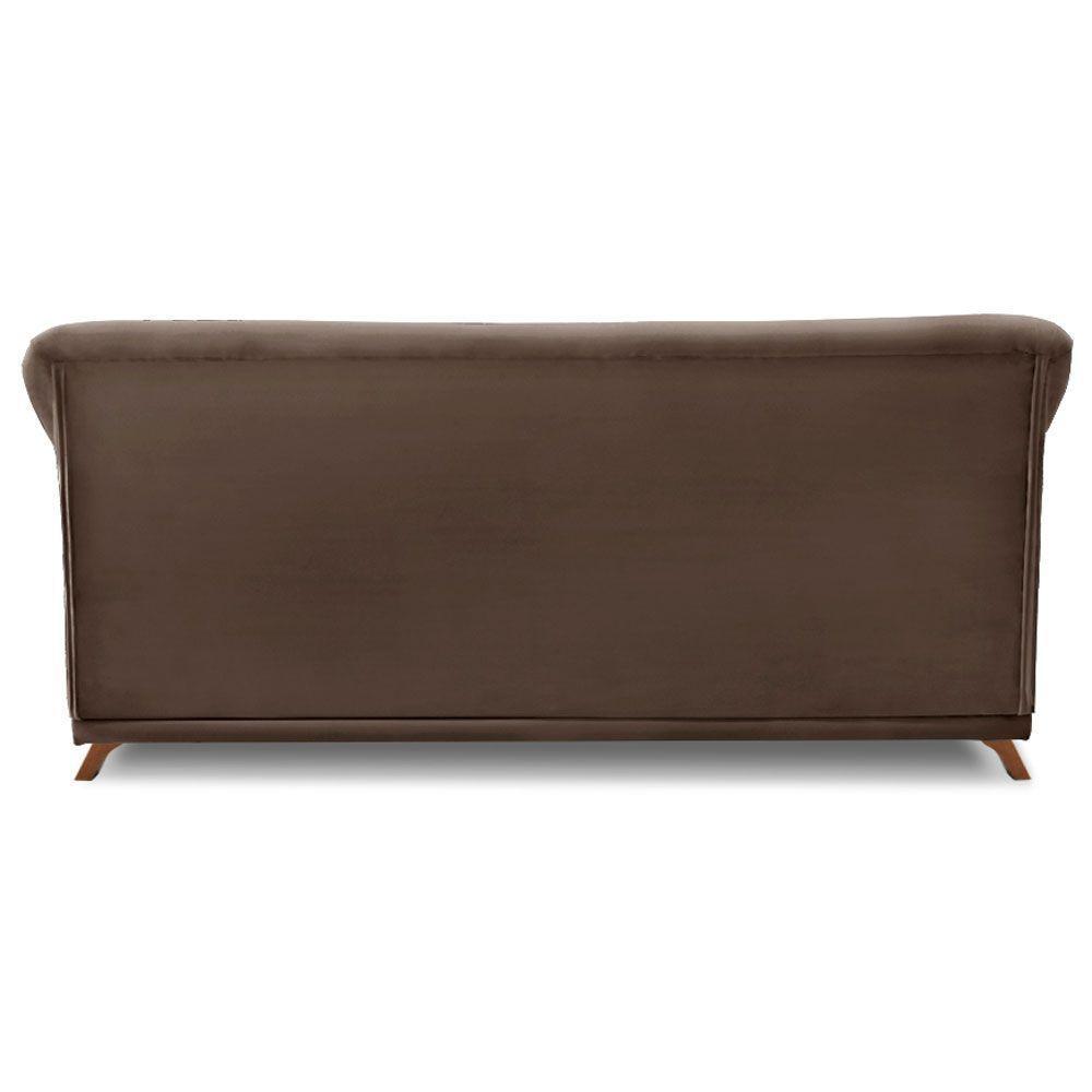 Sofá 2 Lugares 1,80m Veludo Pés Castanho Marrom - 5