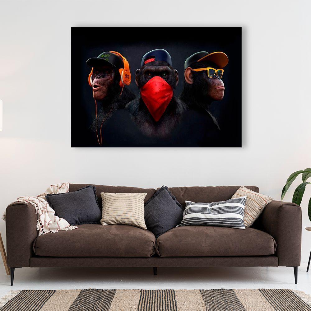 Quadro Macacos Br Artes Médio 84x54 - 3