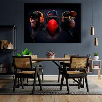 Quadro Macacos Br Artes Médio 84x54