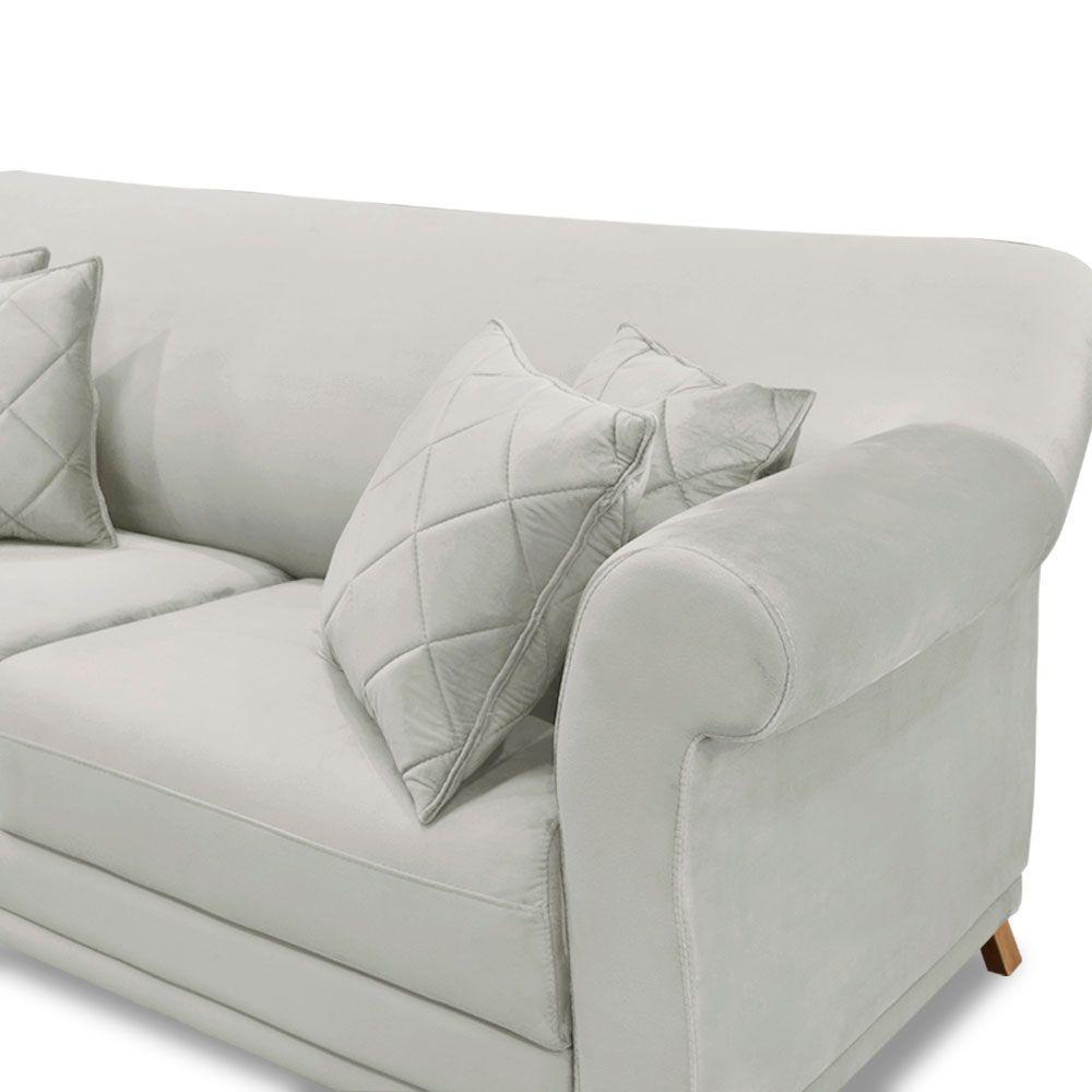 Sofá 2 Lugares 1,80m Veludo Pés Castanho Cinza Prata - 4