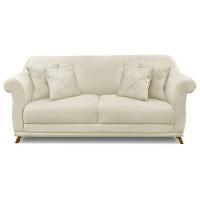 Sofá 2 Lugares 1,80m Veludo Pés Castanho Bege - 7