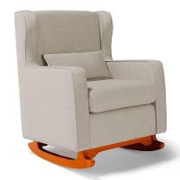 Poltrona De Amamentação E Descanso Zoe Com Base Balanço E Puff Linho Bege - Desk Design - 13