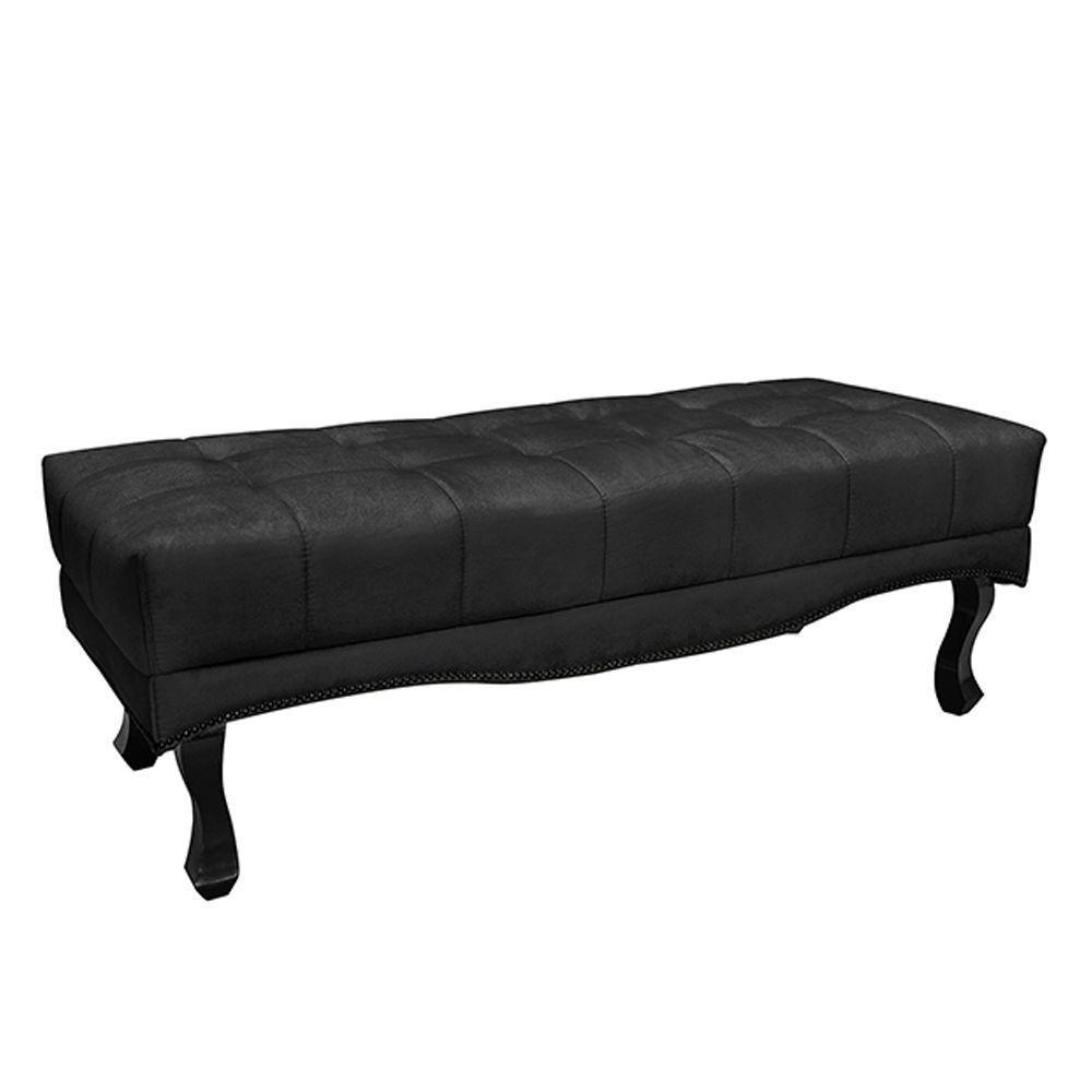 Recamier Decorativo 140cm Loewe Suede Pés De Madeira Preto - 1