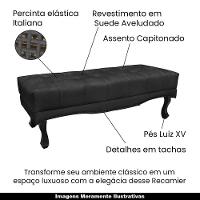 Recamier Decorativo 140cm Loewe Suede Pés De Madeira Preto