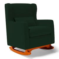 Poltrona De Amamentação E Descanso Zoe Com Base Balanço Veludo Verde - Desk Design - 1