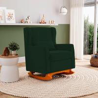 Poltrona De Amamentação E Descanso Zoe Com Base Balanço Veludo Verde - Desk Design