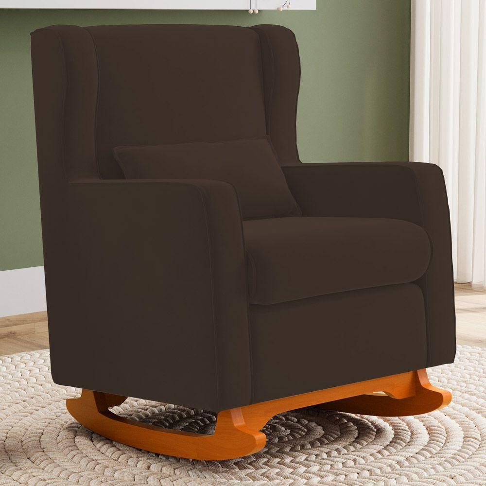 Poltrona De Amamentação E Descanso Zoe Com Base Balanço Suede Marrom - Desk Design - 2