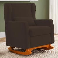 Poltrona De Amamentação E Descanso Zoe Com Base Balanço Suede Marrom - Desk Design - 2