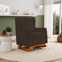 Poltrona De Amamentação E Descanso Zoe Com Base Balanço Suede Marrom - Desk Design - 8