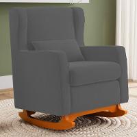 Poltrona De Amamentação E Descanso Zoe Com Base Balanço Suede Cinza - Desk Design - 6