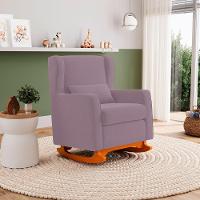 Poltrona De Amamentação E Descanso Zoe Com Base Balanço Veludo Rosê - Desk Design - 2