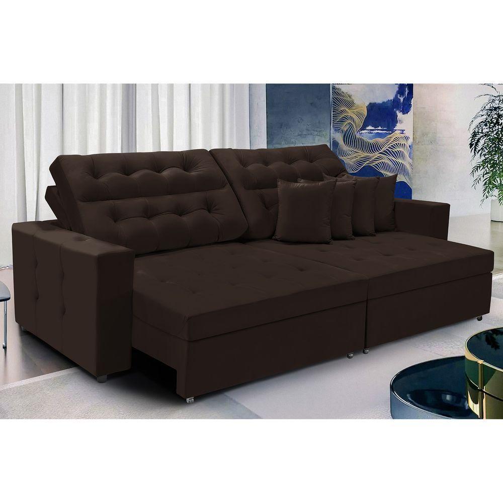 Sofá Texas 3.00m Retrátil E Reclinável - Marrom - 1