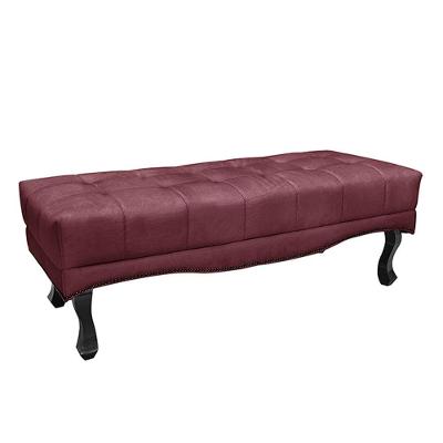 Recamier Decorativo 90cm Loewe Veludo Pés De Madeira Vinho