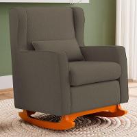 Poltrona De Amamentação E Descanso Zoe Com Base Balanço Linho Cacau - Desk Design - 9