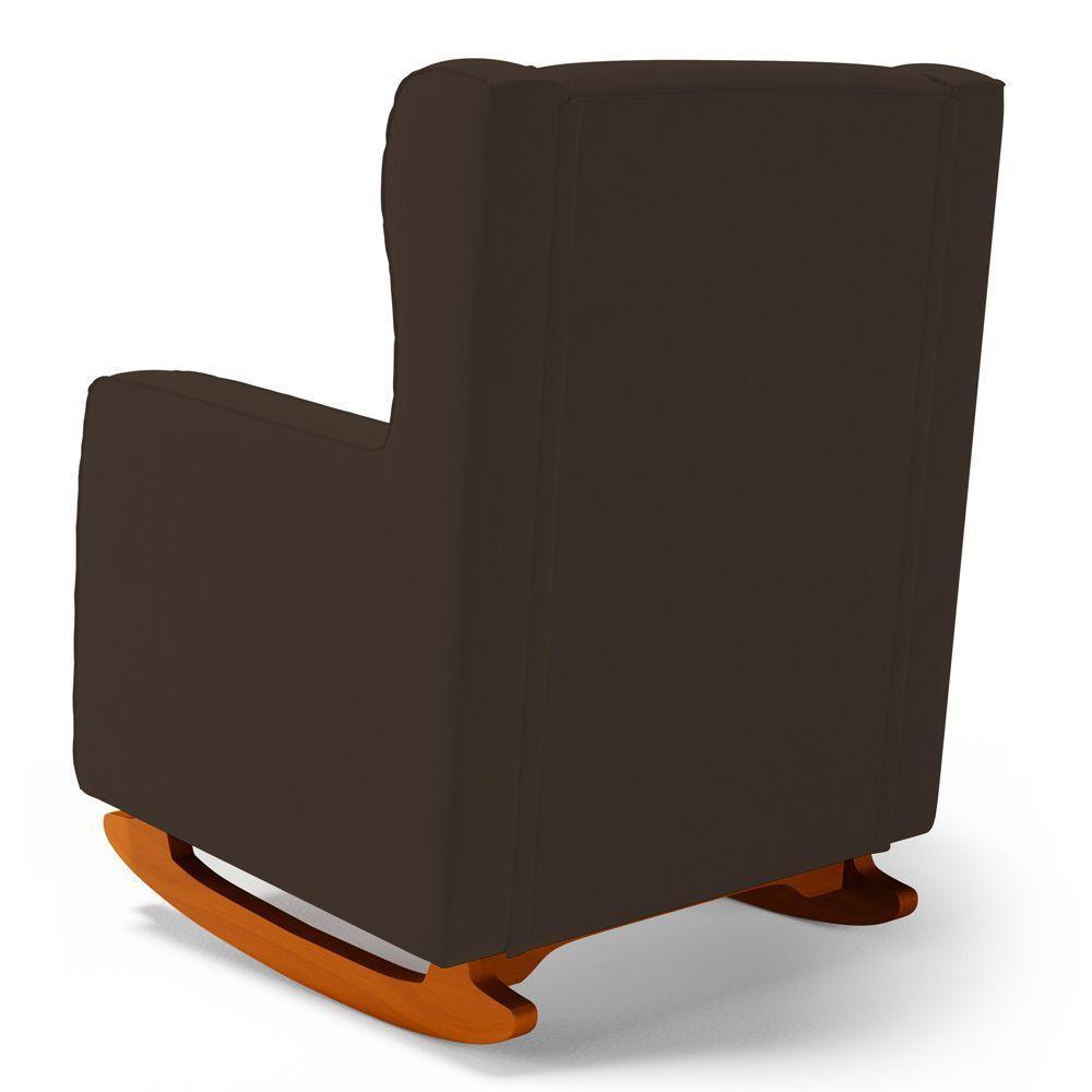 Poltrona De Amamentação E Descanso Zoe Com Base Balanço E Puff Suede Marrom - Desk Design - 2