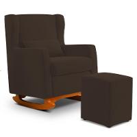 Poltrona De Amamentação E Descanso Zoe Com Base Balanço E Puff Suede Marrom - Desk Design - 1