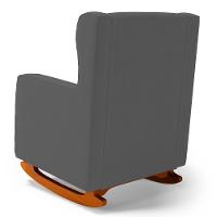 Poltrona De Amamentação E Descanso Zoe Com Base Balanço E Puff Suede Cinza - Desk Design - 7
