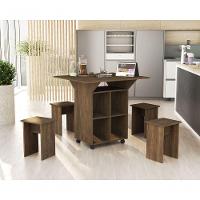 Mesa Dobrável Jeff Com Bancos Castanho - 3