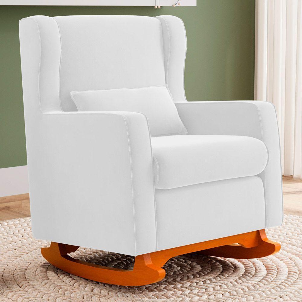 Poltrona De Amamentação E Descanso Zoe Com Base Balanço Sintético Branco - Desk Design - 2