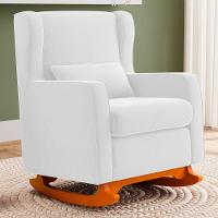 Poltrona De Amamentação E Descanso Zoe Com Base Balanço Sintético Branco - Desk Design - 2