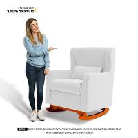 Poltrona De Amamentação E Descanso Zoe Com Base Balanço Sintético Branco - Desk Design - 8