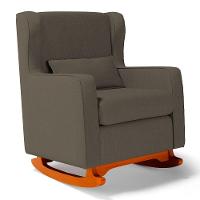 Poltrona De Amamentação E Descanso Zoe Com Base Balanço E Puff Linho Cacau - Desk Design - 10