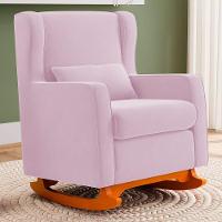 Poltrona De Amamentação E Descanso Zoe Com Base Balanço Sintético Rosa Bebê - Desk Design