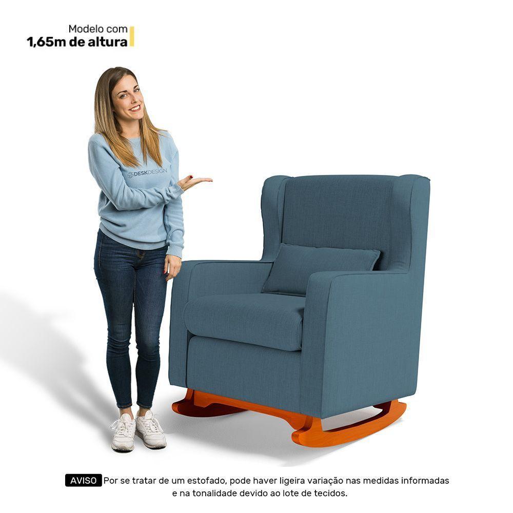 Poltrona De Amamentação E Descanso Zoe Com Base Balanço Linho Denim - Desk Design - 3