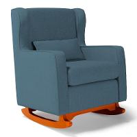 Poltrona De Amamentação E Descanso Zoe Com Base Balanço Linho Denim - Desk Design - 1