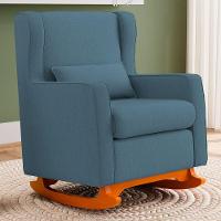 Poltrona De Amamentação E Descanso Zoe Com Base Balanço Linho Denim - Desk Design - 2