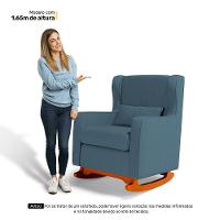 Poltrona De Amamentação E Descanso Zoe Com Base Balanço Linho Denim - Desk Design - 3