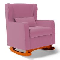 Poltrona De Amamentação E Descanso Zoe Com Base Balanço E Puff Suede Rosa - Desk Design - 5