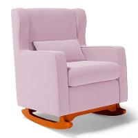 Poltrona De Amamentação E Descanso Zoe Com Base Balanço E Puff Sintético Rosa Bebê - Desk Design - 1