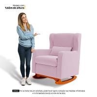 Poltrona De Amamentação E Descanso Zoe Com Base Balanço E Puff Sintético Rosa Bebê - Desk Design