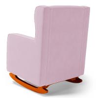 Poltrona De Amamentação E Descanso Zoe Com Base Balanço E Puff Sintético Rosa Bebê - Desk Design - 5