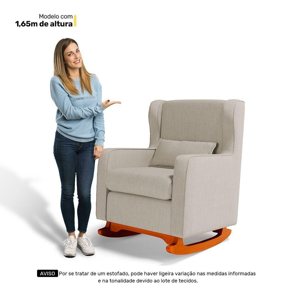 Poltrona De Amamentação E Descanso Zoe Com Base Balanço Linho Bege - Desk Design - 2