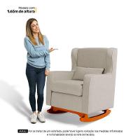 Poltrona De Amamentação E Descanso Zoe Com Base Balanço Linho Bege - Desk Design - 2