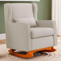 Poltrona De Amamentação E Descanso Zoe Com Base Balanço Linho Bege - Desk Design - 5