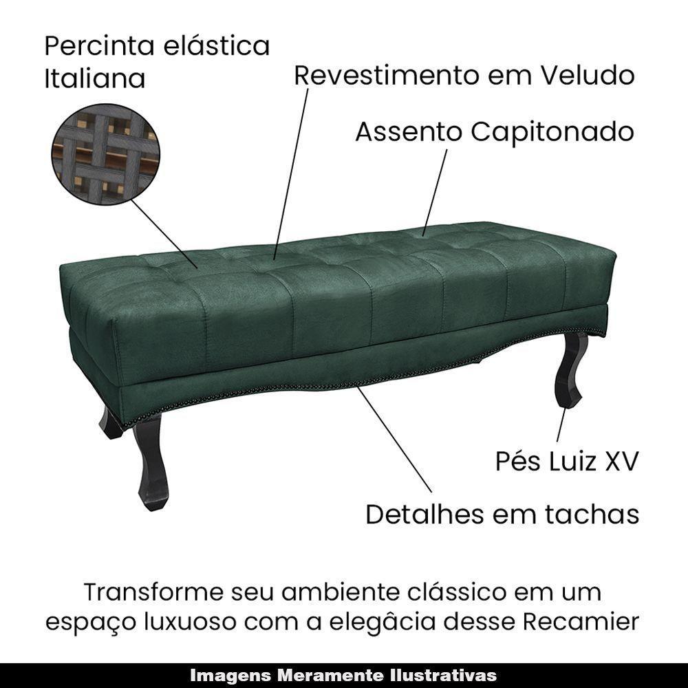 Recamier 160cm Loewe Veludo Pés De Madeira Verde Floresta - 5